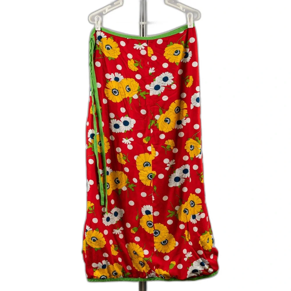 Vintage 70s reversible multicolored floral wrap maxi skirt size S/M